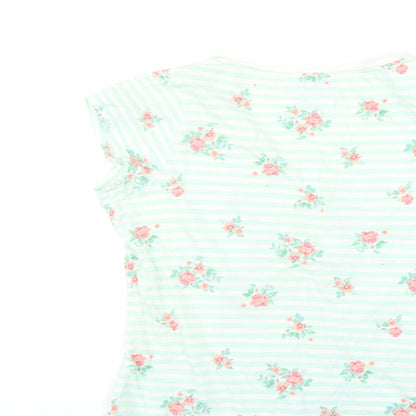 F&F Womens Green Floral  Basic T-Shirt Size 8