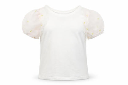 Front view of Matalan girls’ white basic t-shirt, size 6, years
