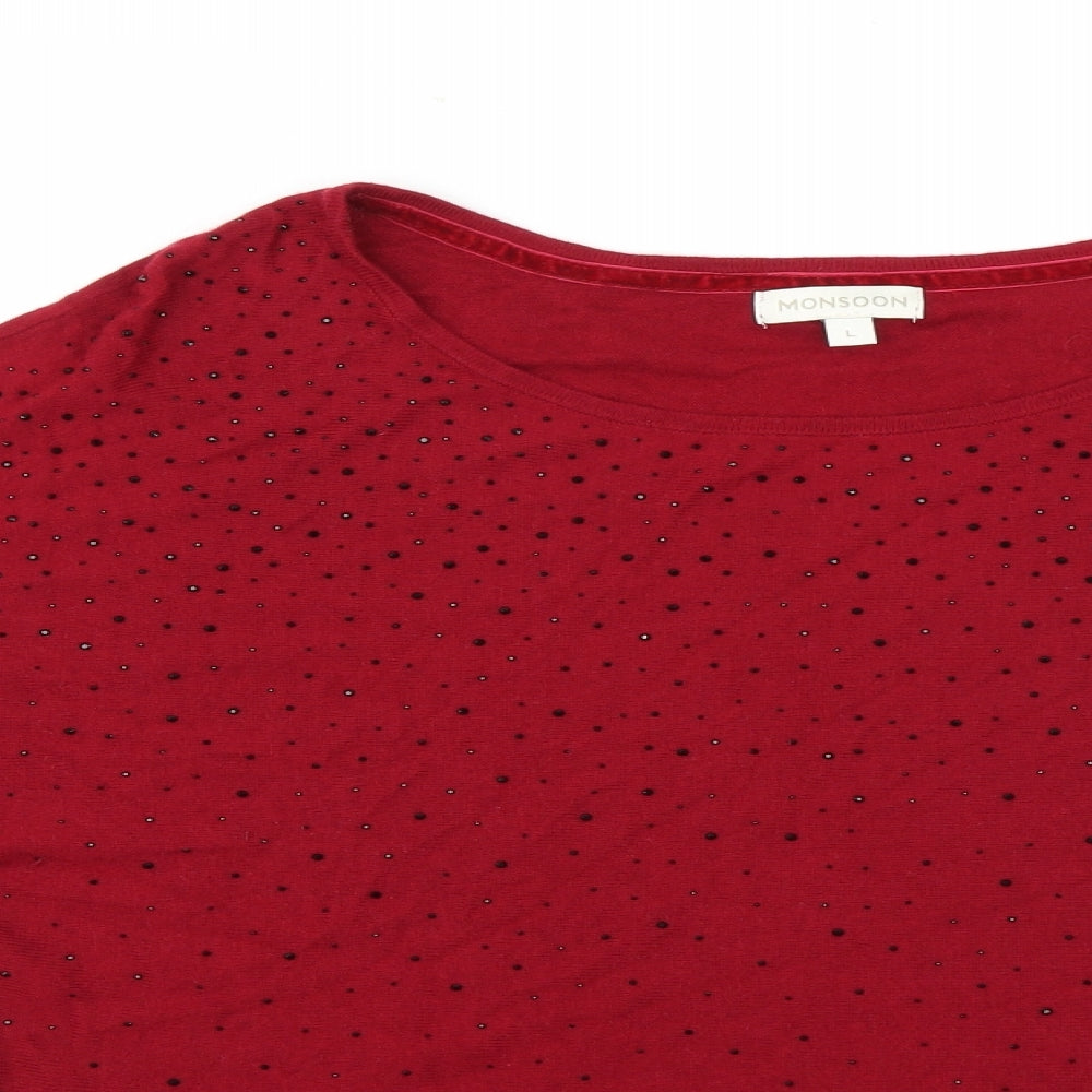 Womens UK Size L Monsoon Red Pullover Jumper