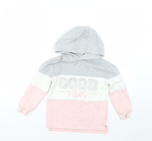 Primark Girls Multicoloured Colourblock  Pullover Hoodie Size 5-6 Years