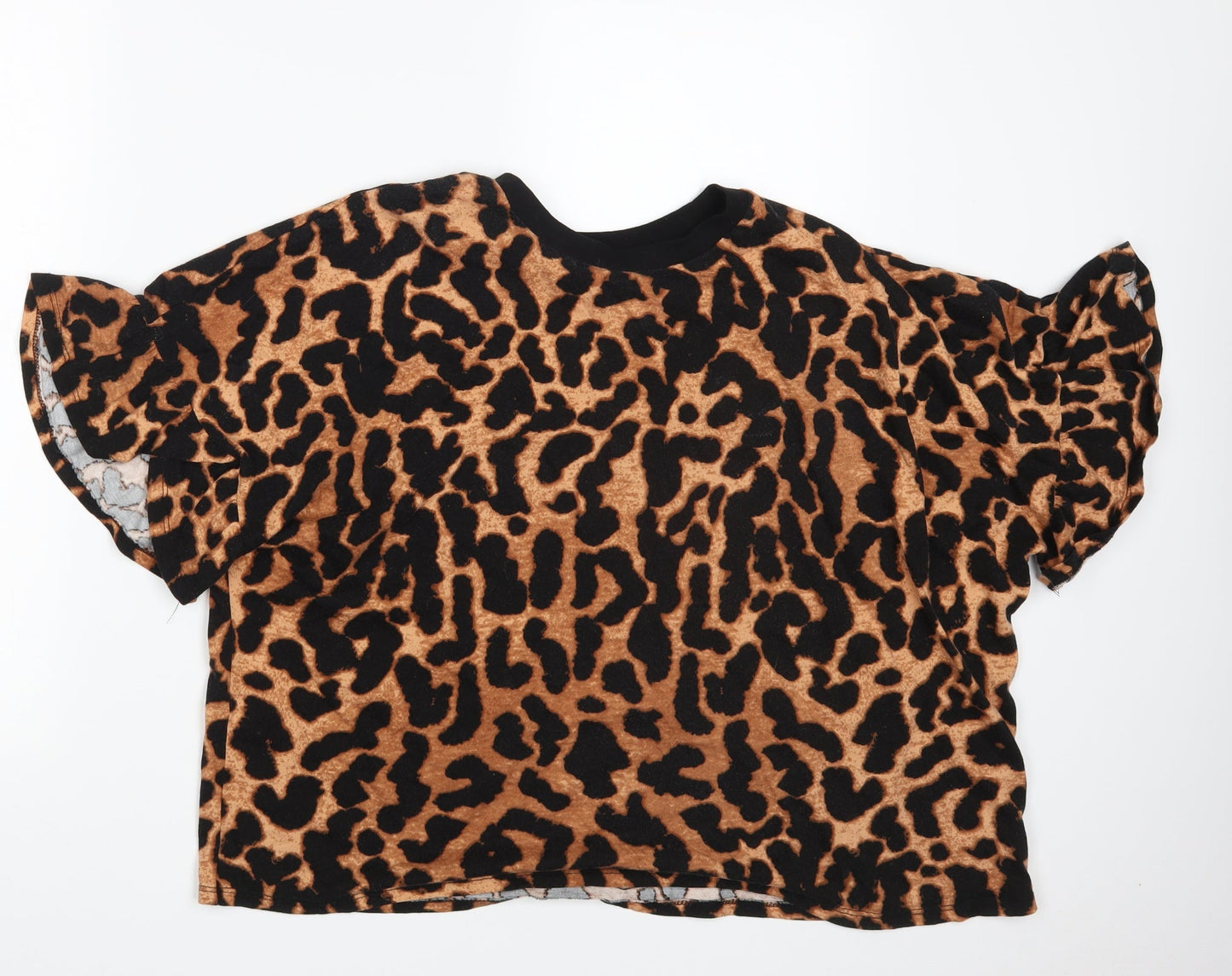 George Womens Brown Camouflage  Cropped T-Shirt Size 10