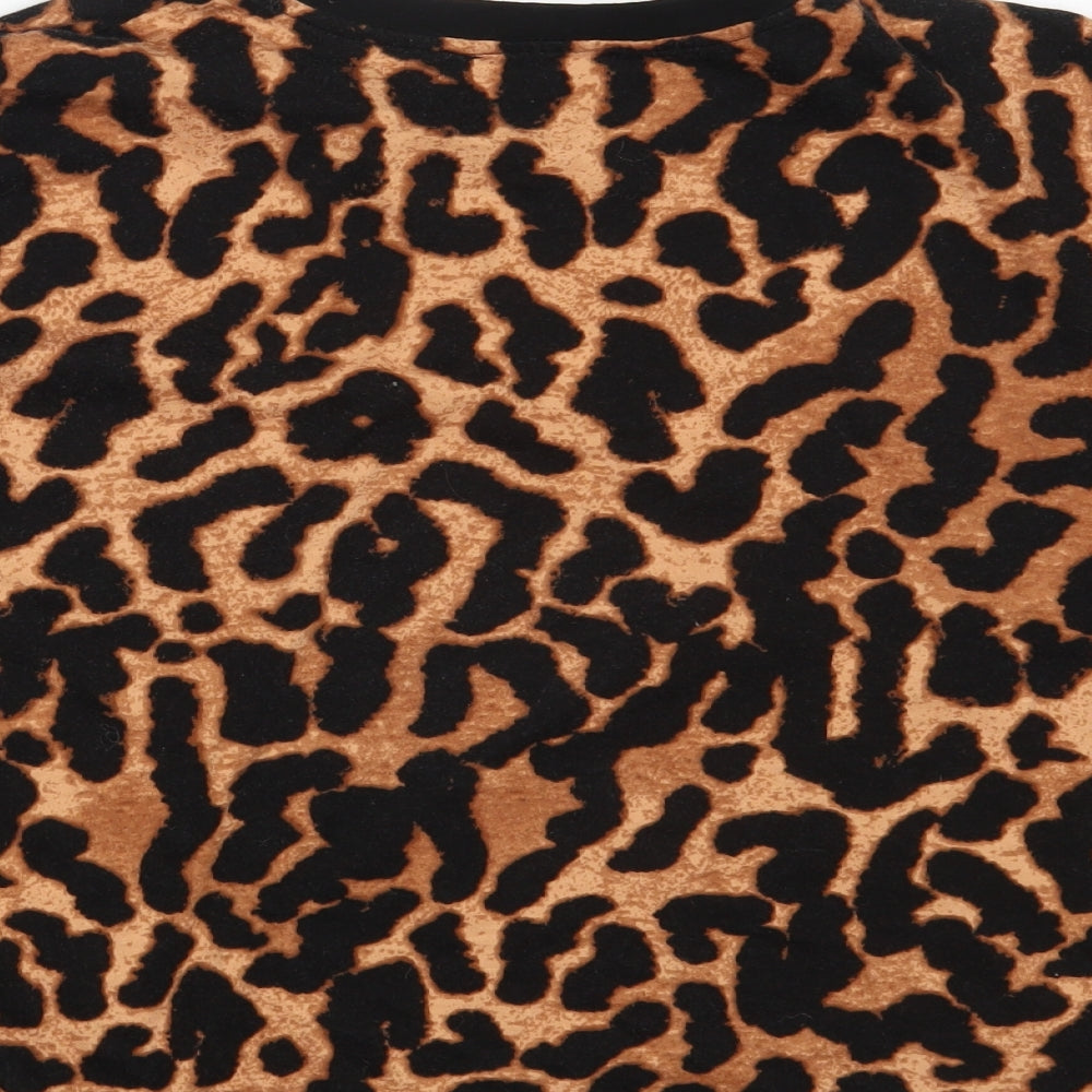 George Womens Brown Camouflage  Cropped T-Shirt Size 10