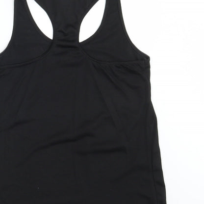 Brand and care label for Souluxe women’s black basic tank, size S