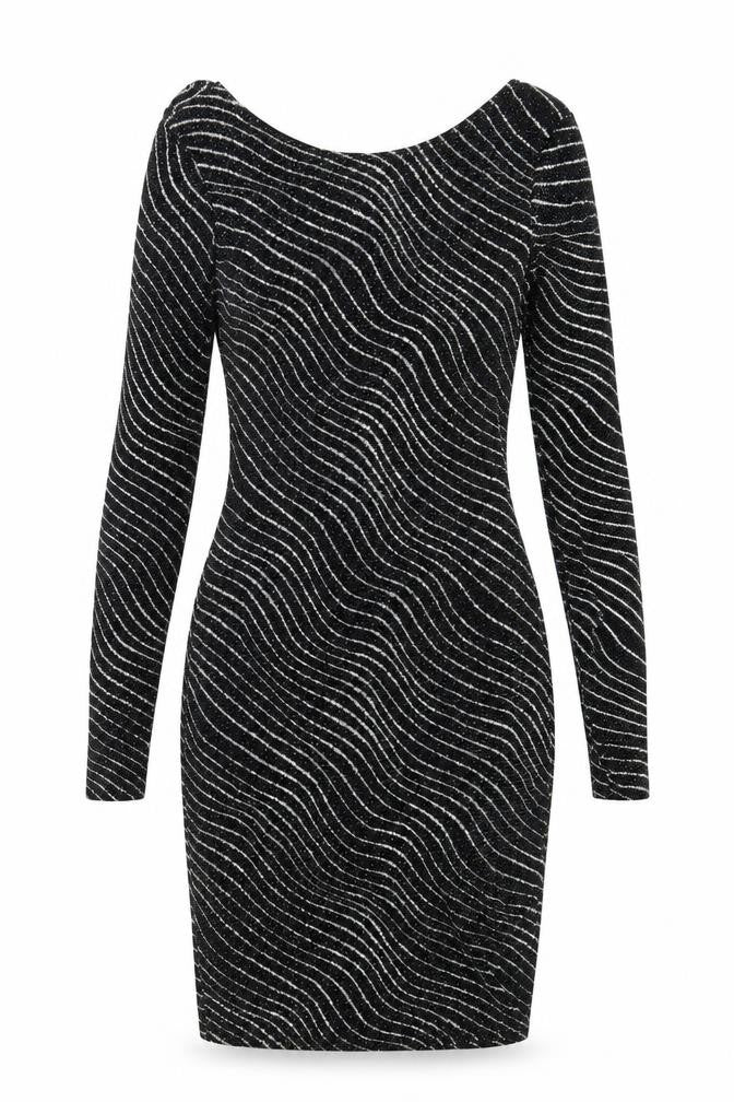 Front view of PRETTYLITTLETHING women’s black fit & flare, size UK 6