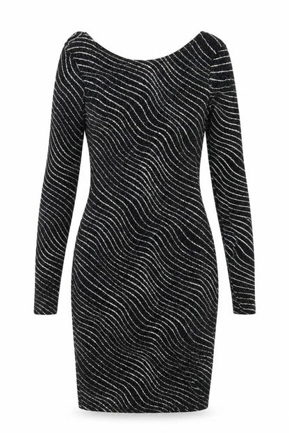 Front view of PRETTYLITTLETHING women’s black fit & flare, size UK 6