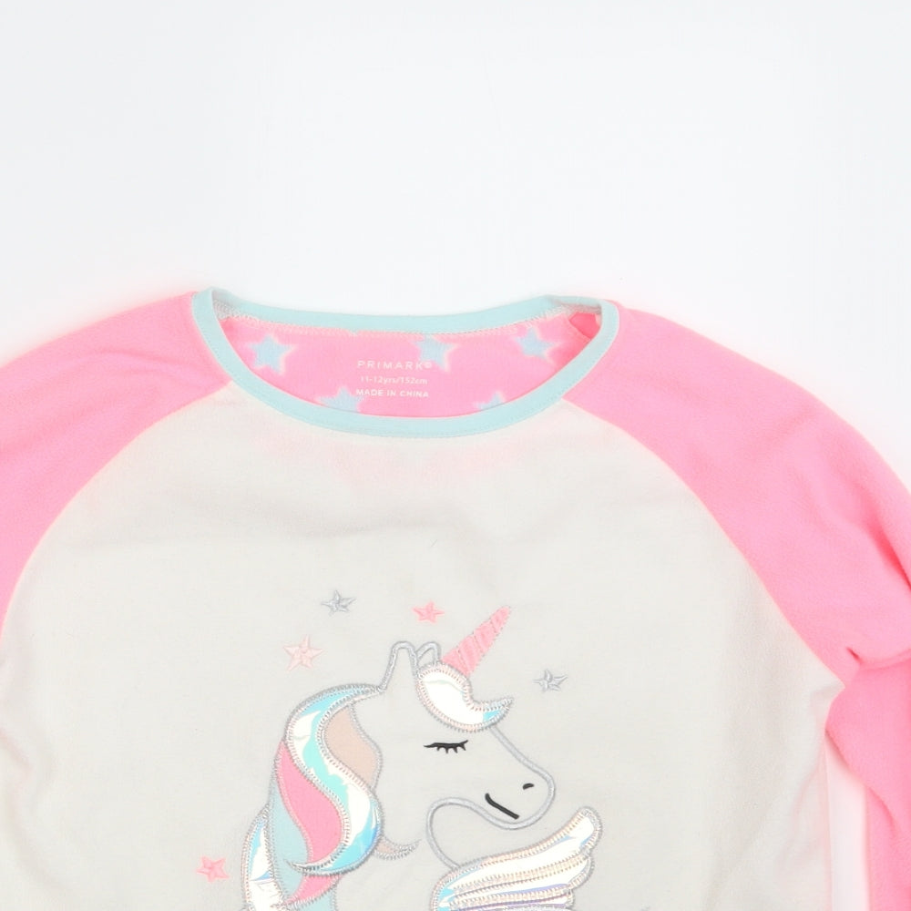Primark Girls White   Pullover Jumper Size 11-12 Years  - Unicorn