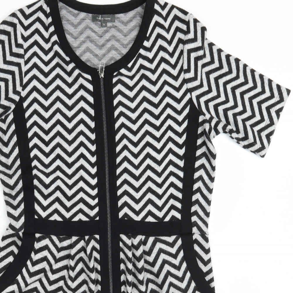 Pied A Terre Womens Black Argyle/Diamond  A-Line  Size 12