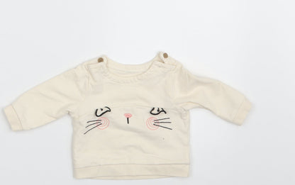 Additional front view of Tu girls’ ivory basic t-shirt size newborn