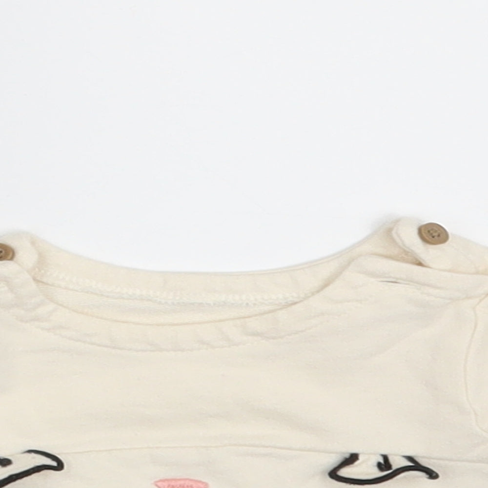 Close-up detail of Tu girls’ ivory basic t-shirt size newborn