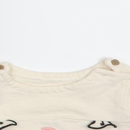 Close-up detail of Tu girls’ ivory basic t-shirt size newborn