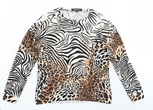 Frank Saul  Womens Brown Animal Print  Pullover Jumper Size S