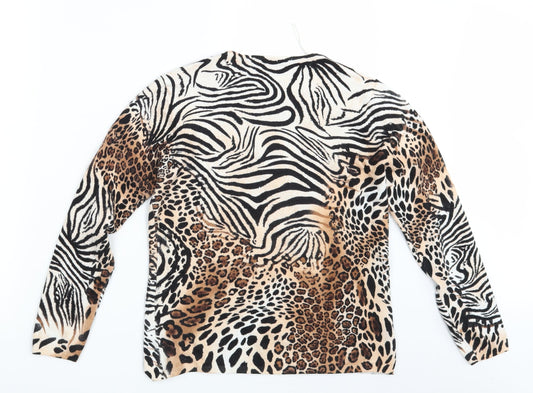 Frank Saul  Womens Brown Animal Print  Pullover Jumper Size S