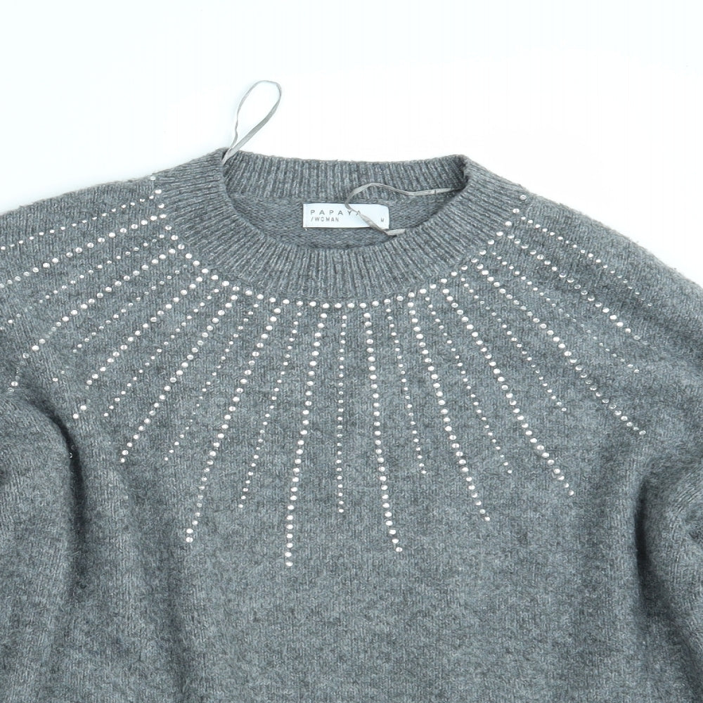 Womens UK Size M Papaya Grey Pullover Jumper