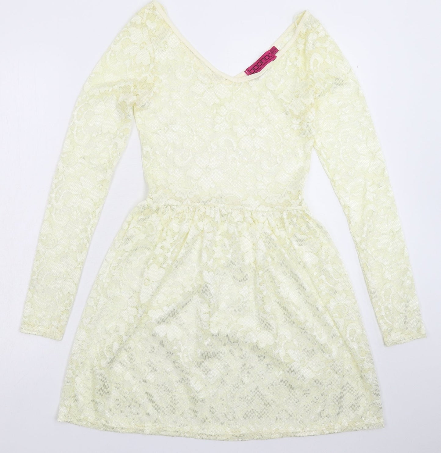 Boohoo Womens White  Lace Fit & Flare  Size 8