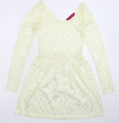 Boohoo Womens White  Lace Fit & Flare  Size 8