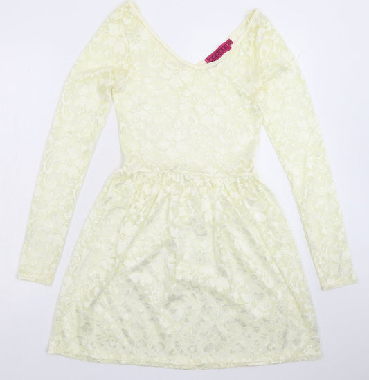 Boohoo Womens White  Lace Fit & Flare  Size 8