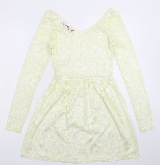 Boohoo Womens White  Lace Fit & Flare  Size 8