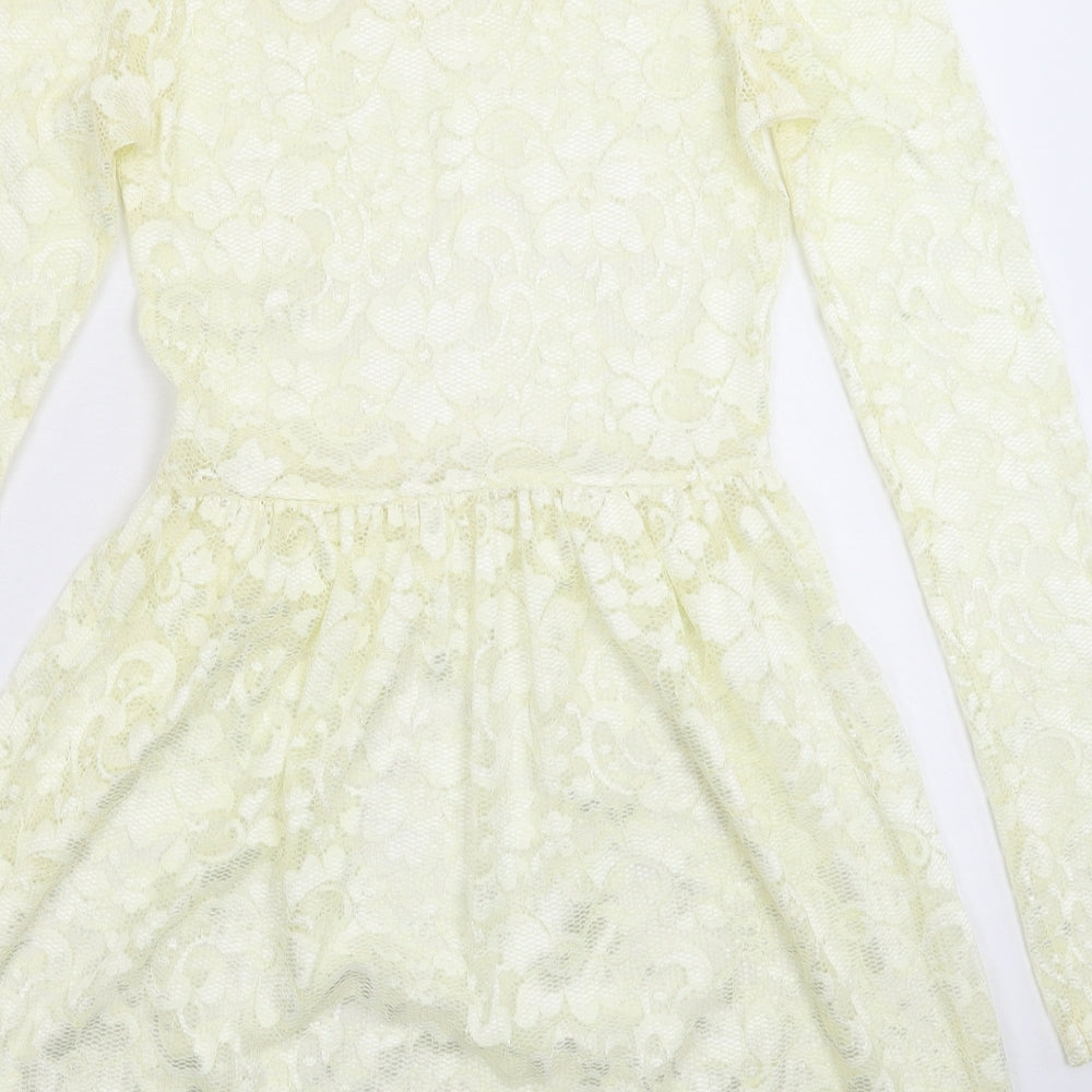 Boohoo Womens White  Lace Fit & Flare  Size 8