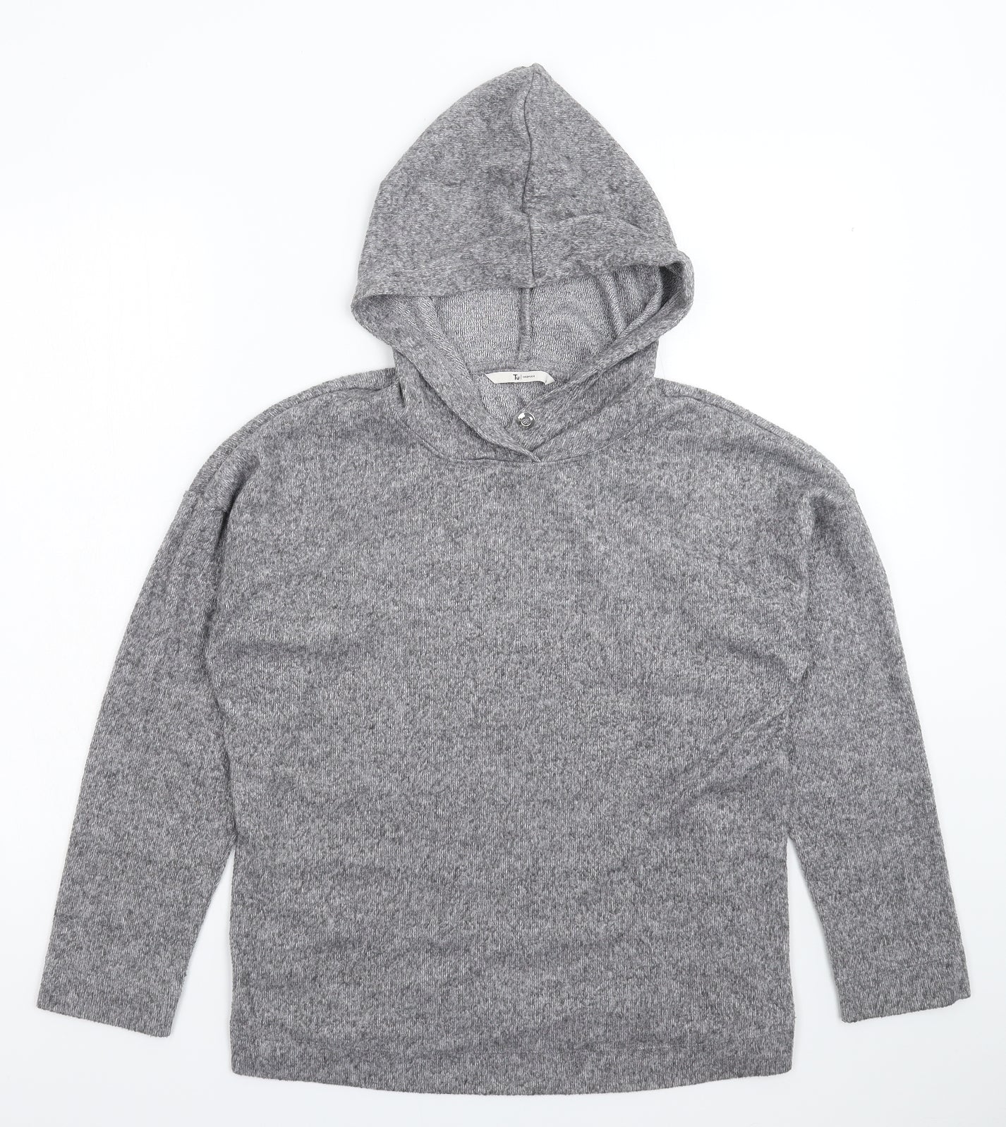 TU Womens Grey  Fleece Pullover Hoodie Size 10