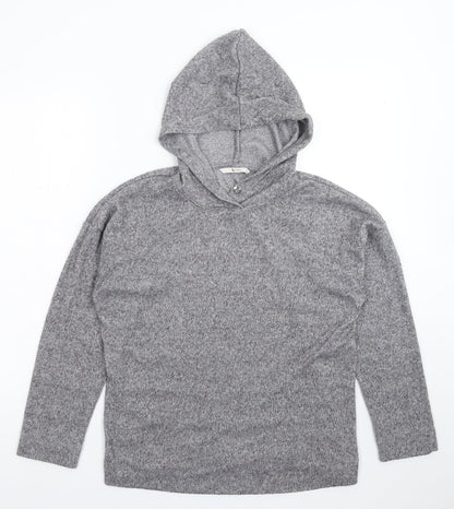 TU Womens Grey  Fleece Pullover Hoodie Size 10
