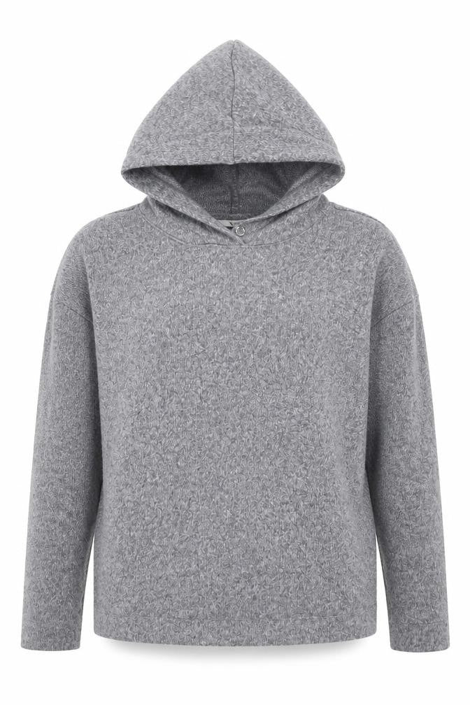 Front view of Tu women’s grey fleece pullover hoodie, size UK 10