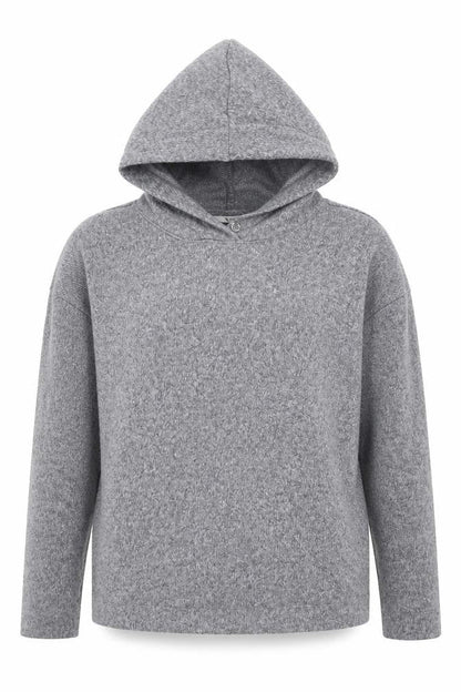 Front view of Tu women’s grey fleece pullover hoodie, size UK 10