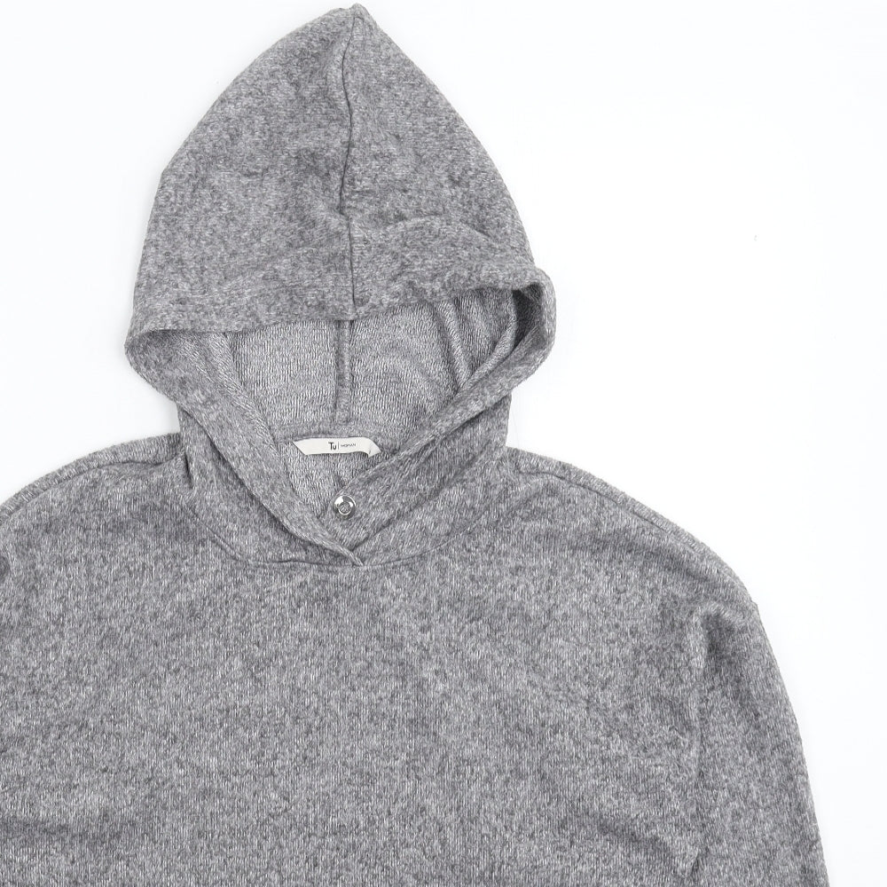 TU Womens Grey  Fleece Pullover Hoodie Size 10