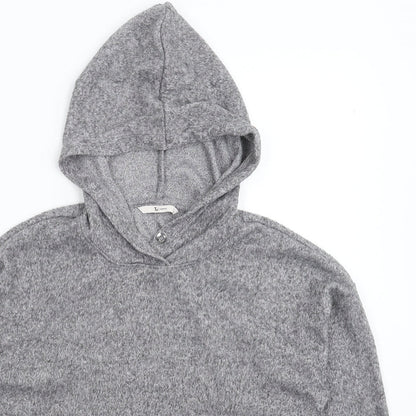 TU Womens Grey  Fleece Pullover Hoodie Size 10