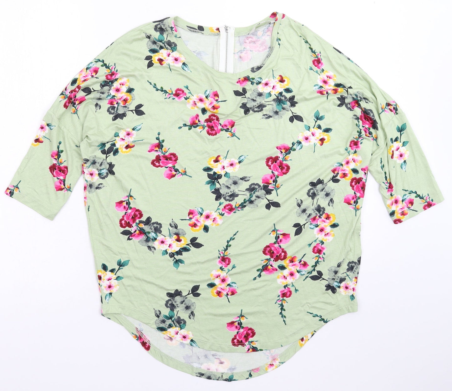 Womens UK Size 10 Peacocks Green Basic T-Shirt