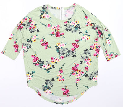 Womens UK Size 10 Peacocks Green Basic T-Shirt