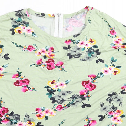 Womens UK Size 10 Peacocks Green Basic T-Shirt