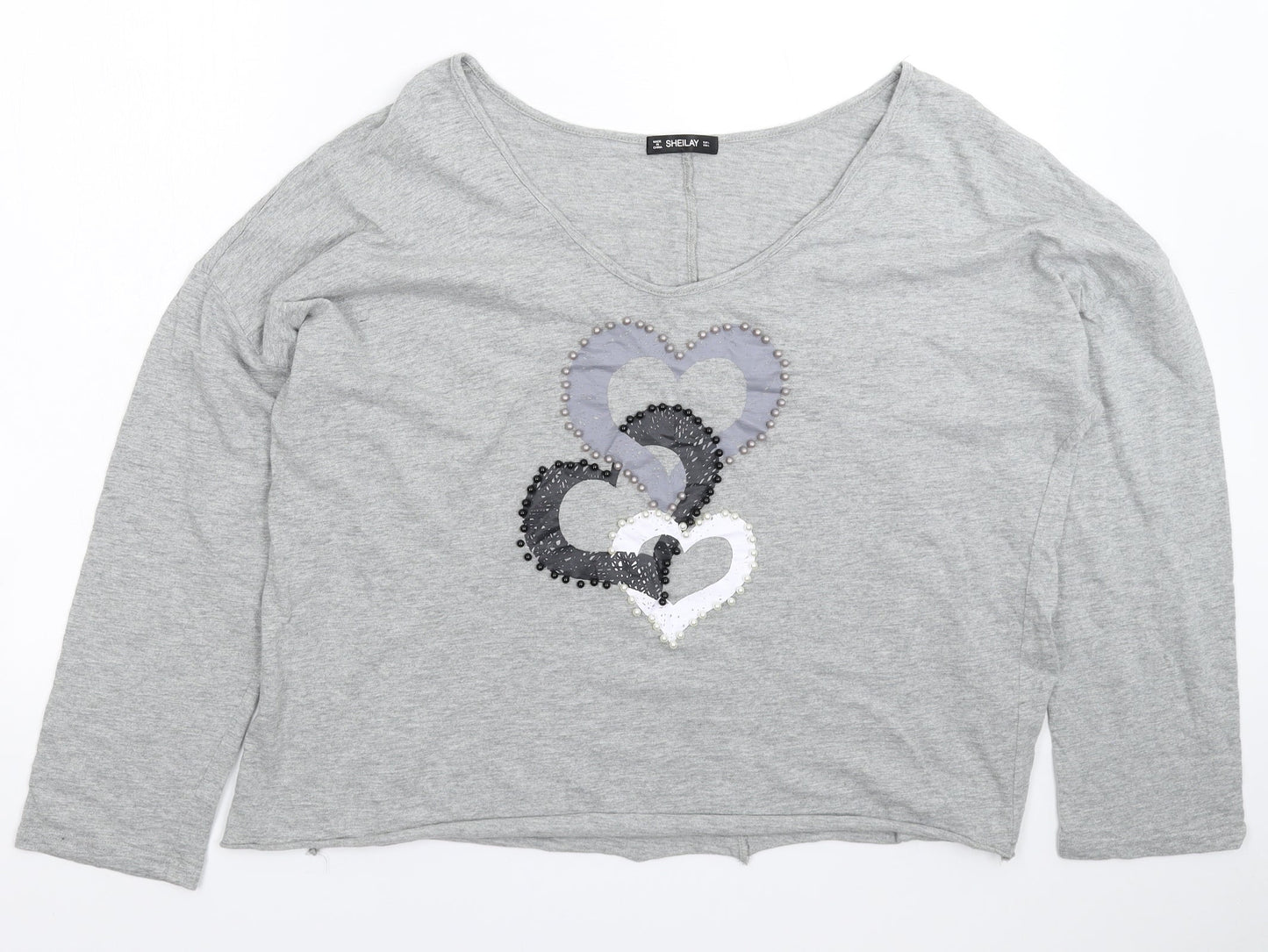 Womens UK Size L Sheilay Grey Basic T-Shirt