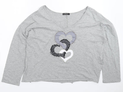 Womens UK Size L Sheilay Grey Basic T-Shirt