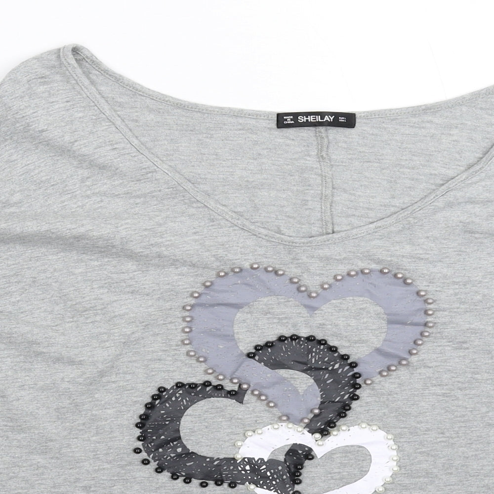 Womens UK Size L Sheilay Grey Basic T-Shirt