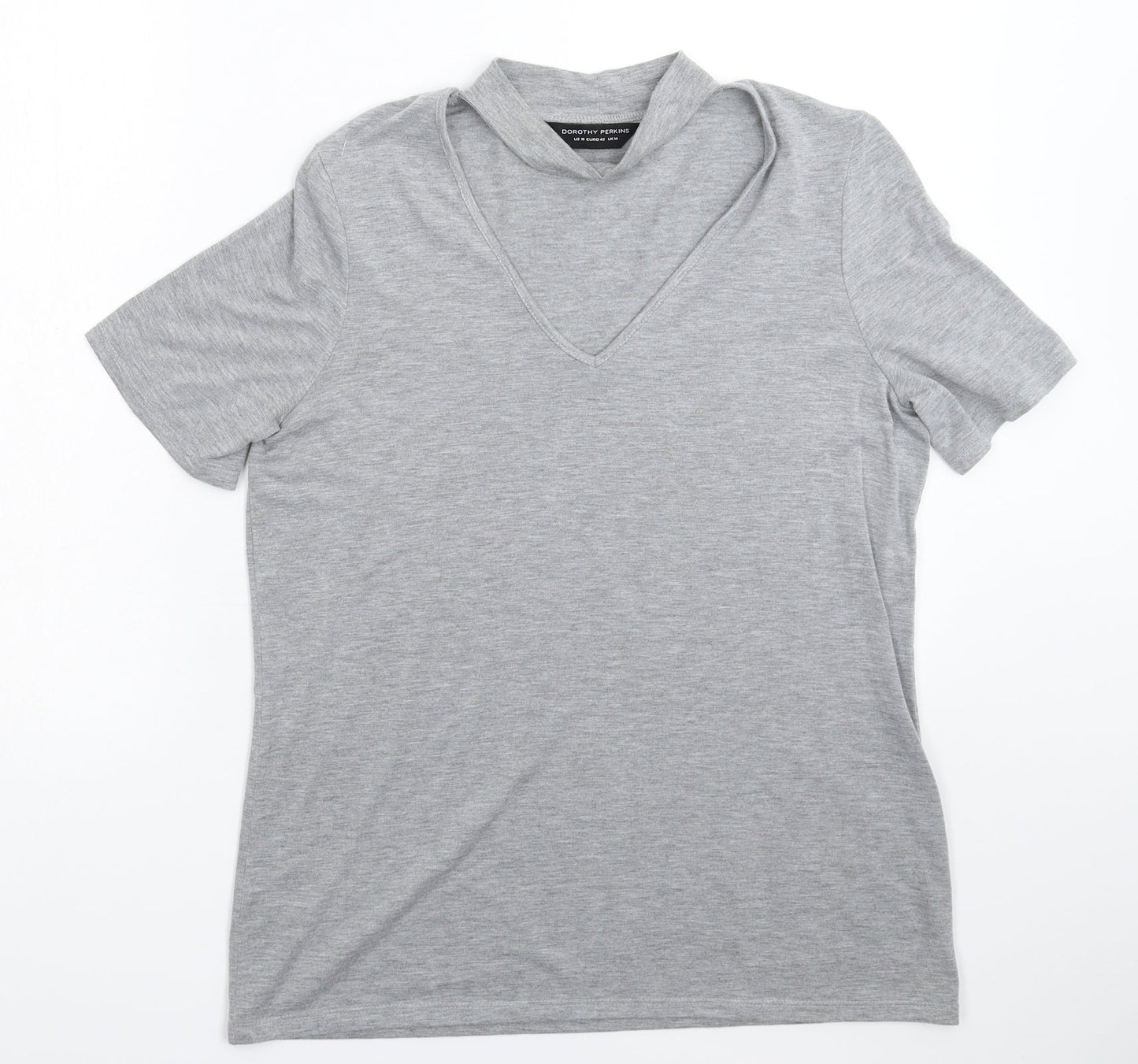 Womens UK Size 14 Dorothy Perkins Grey Basic T-Shirt