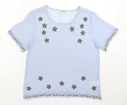 Womens UK Size 10 Peacocks Blue Basic T-Shirt