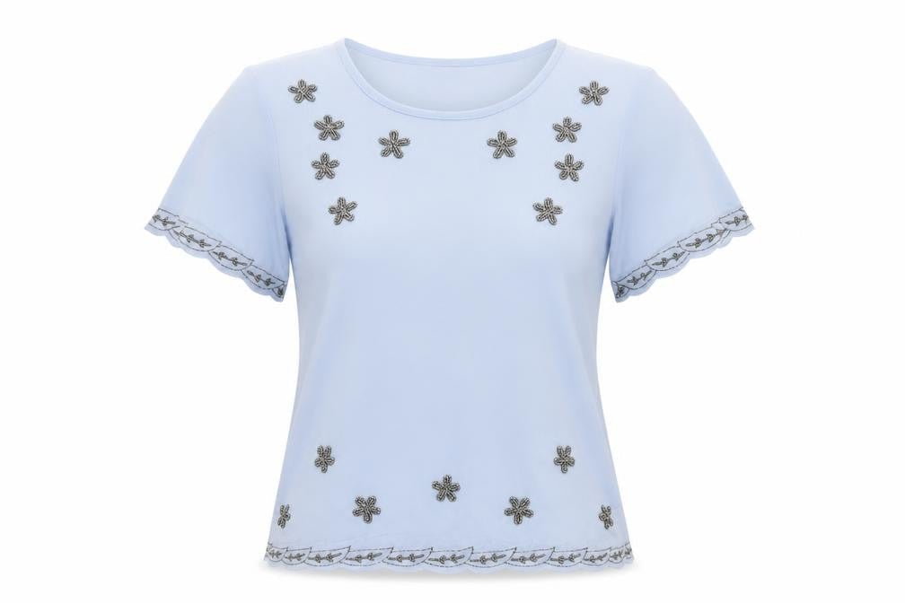 Womens UK Size 10 Peacocks Blue Basic T-Shirt