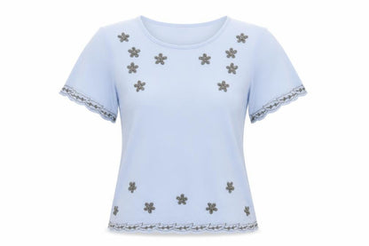 Womens UK Size 10 Peacocks Blue Basic T-Shirt