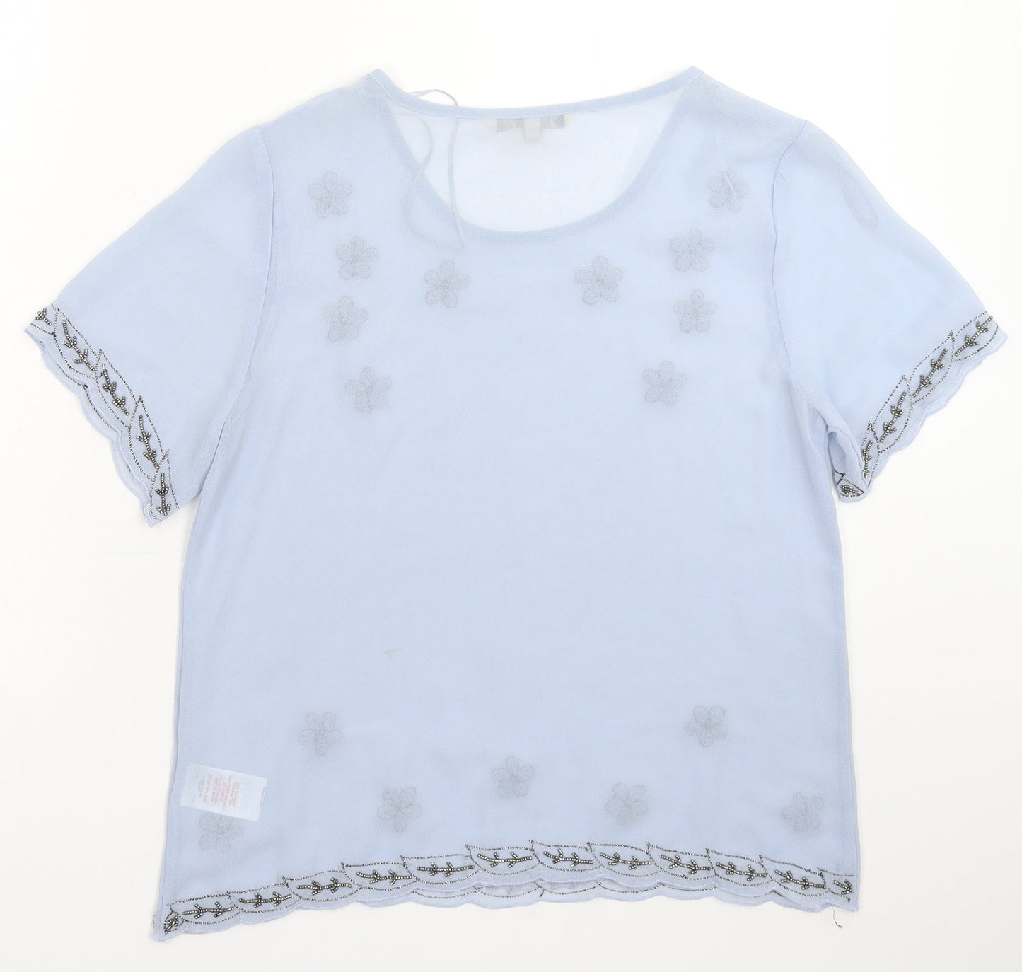 Womens UK Size 10 Peacocks Blue Basic T-Shirt