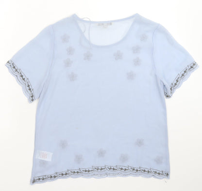 Womens UK Size 10 Peacocks Blue Basic T-Shirt