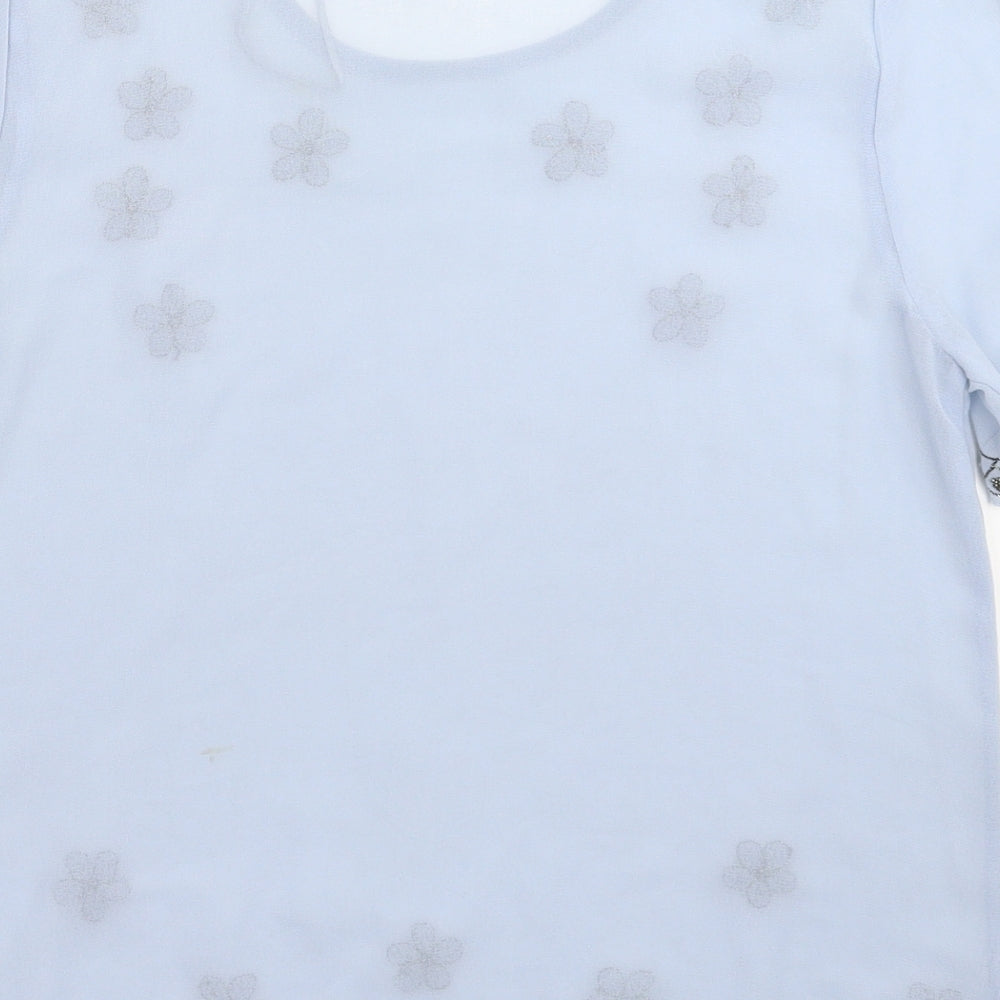 Womens UK Size 10 Peacocks Blue Basic T-Shirt