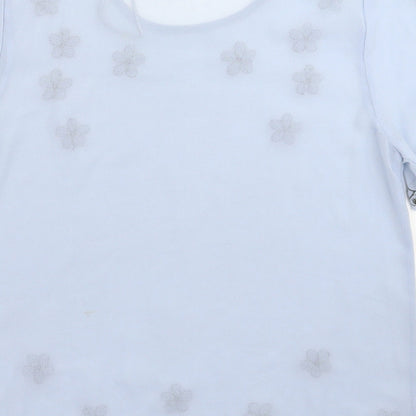Womens UK Size 10 Peacocks Blue Basic T-Shirt