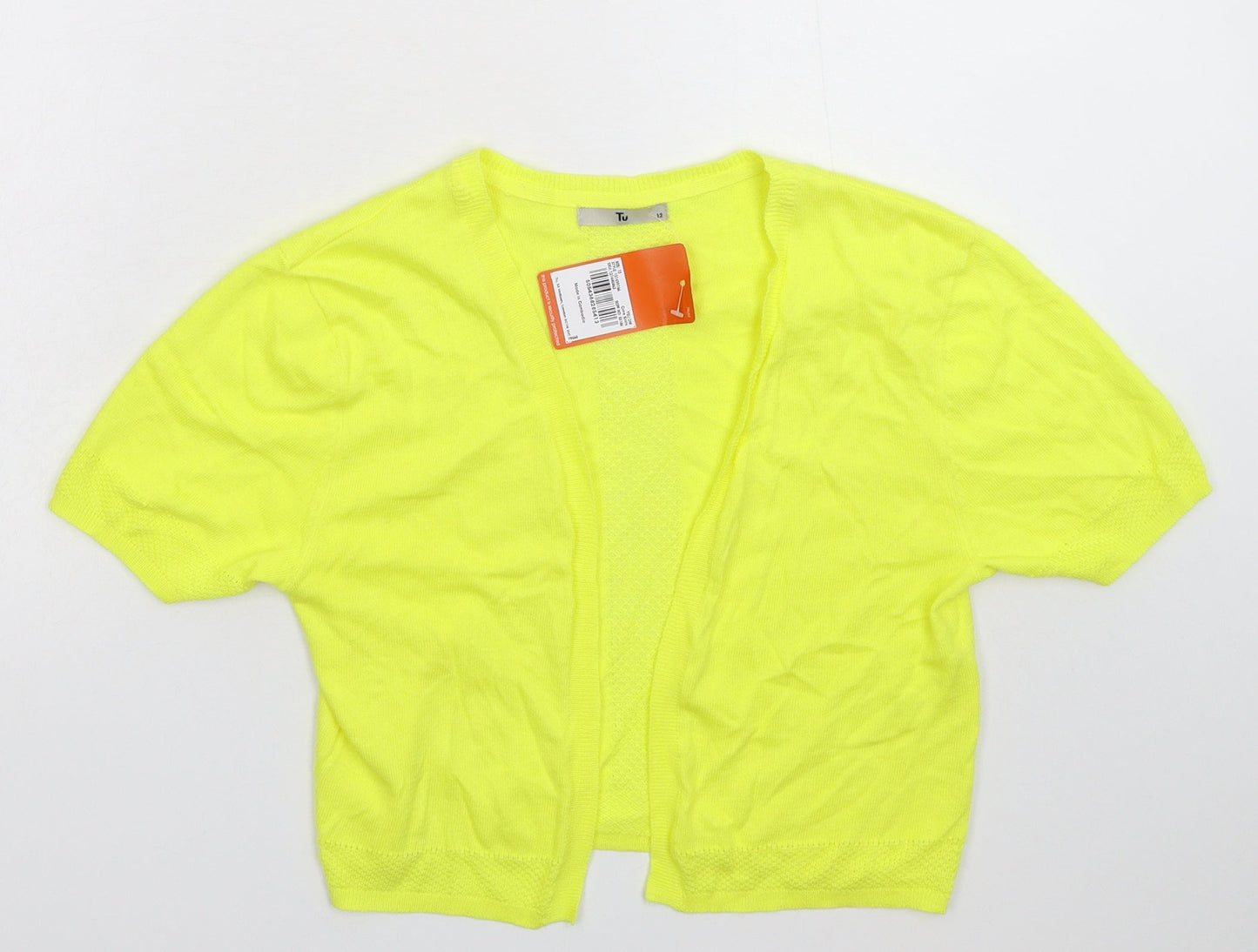 TU Womens Yellow  Knit Cardigan Jumper Size 12
