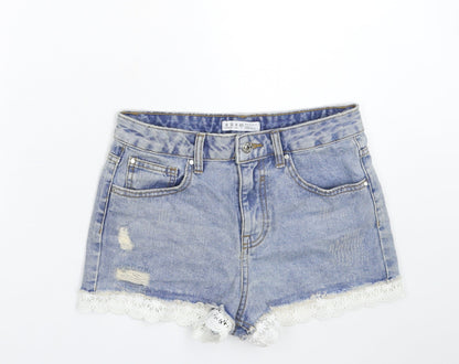 Denim & Co. Womens Blue  Denim Hot Pants Shorts Size 8 - Distressed
