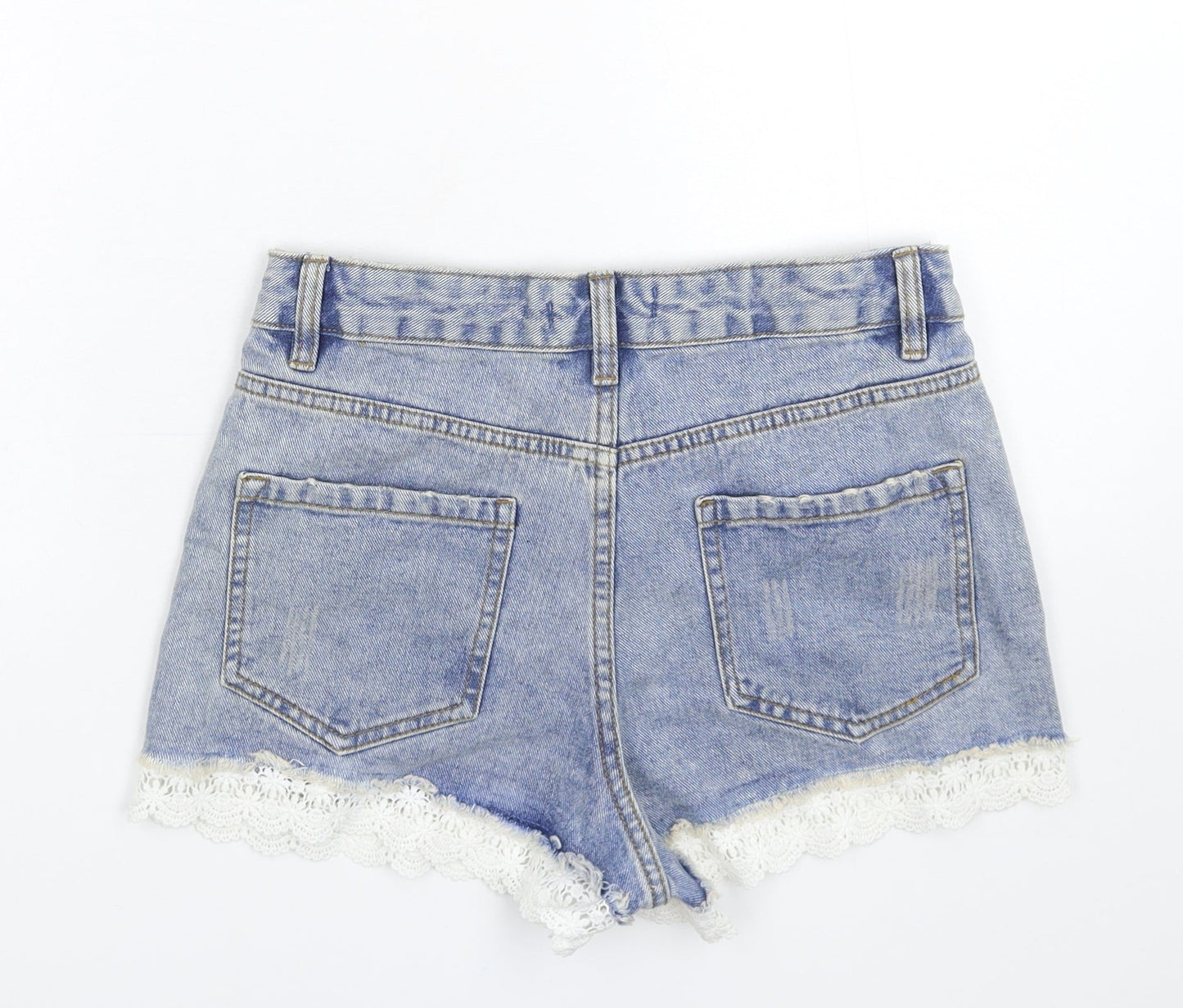 Denim & Co. Womens Blue  Denim Hot Pants Shorts Size 8 - Distressed