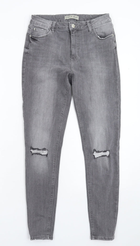 Denim & Co. Womens Grey  Denim Skinny Jeans Size 10 L27 in