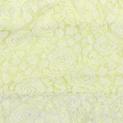 Preworn Womens Yellow Floral Lace Basic Blouse Size 8