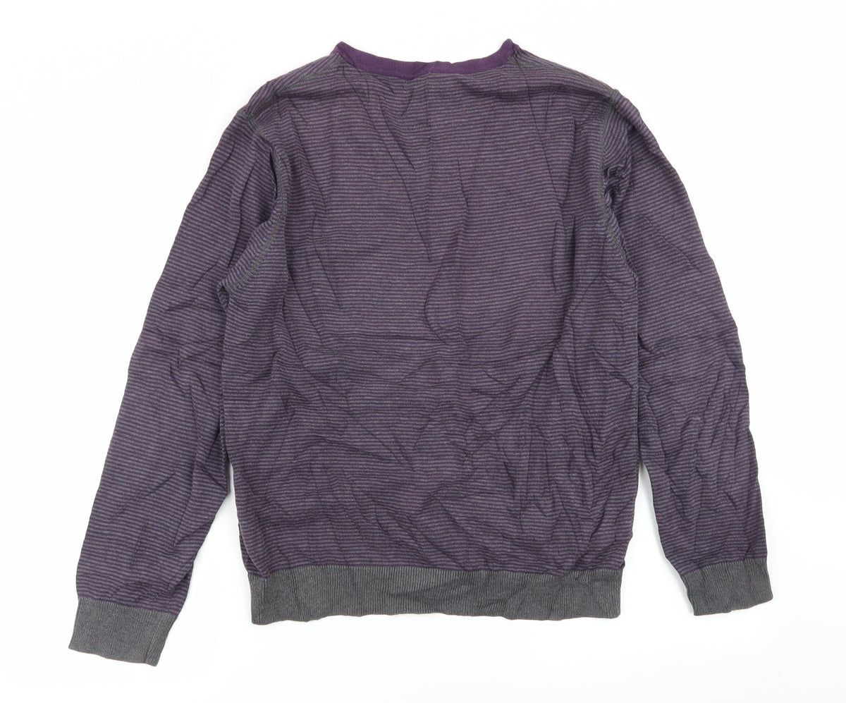 Back view of rice-37 men’s multicoloured striped jumper, size L