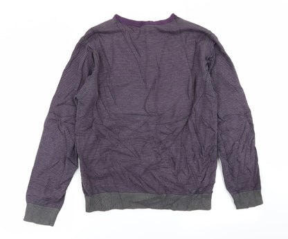 Back view of rice-37 men’s multicoloured striped jumper, size L