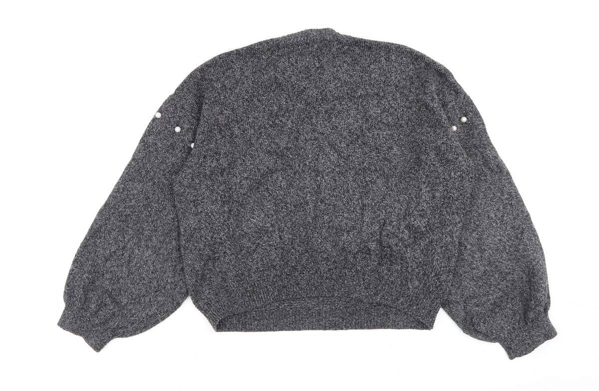 Back view of Jennyfer women’s grey polka dot jumper, size UK 6